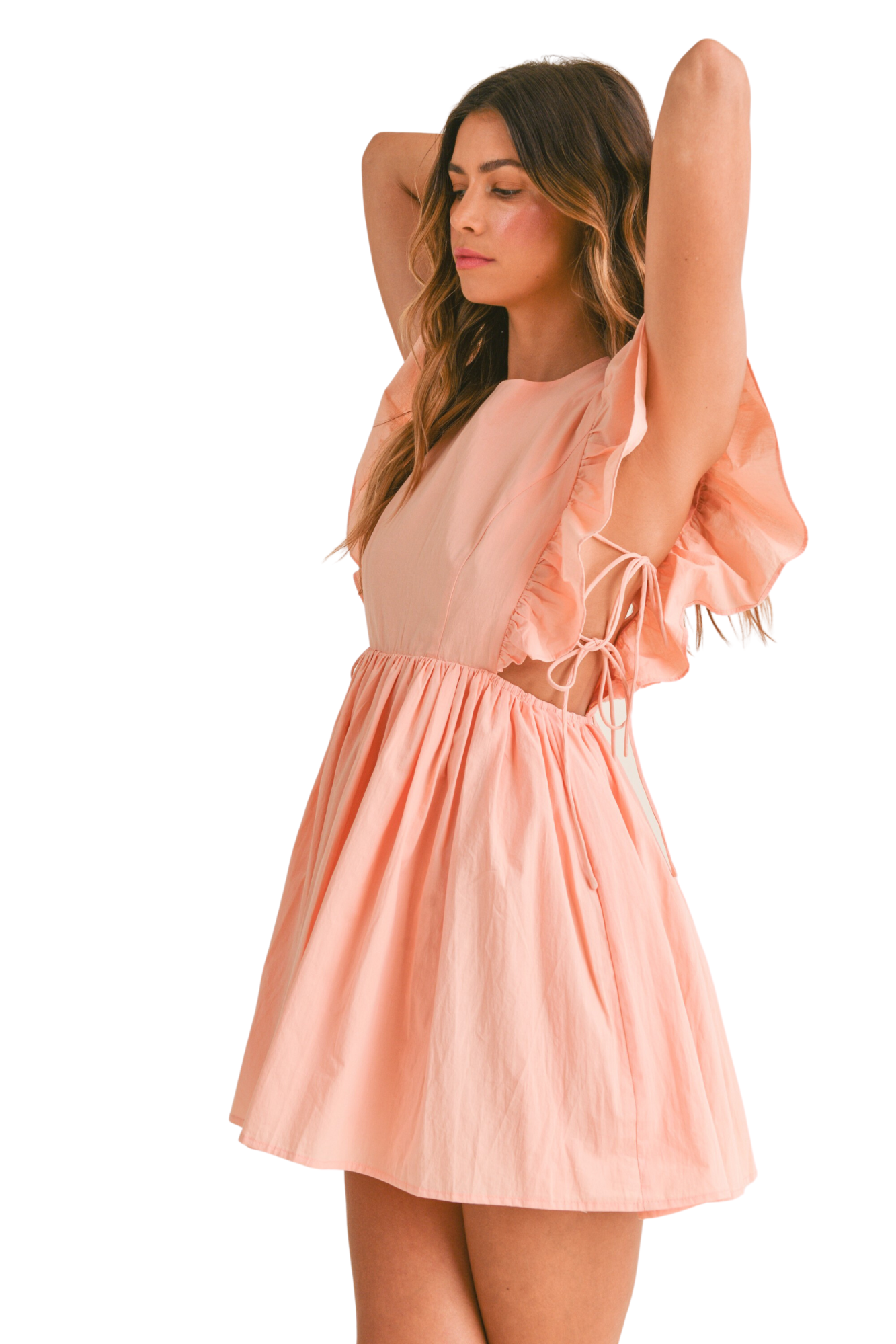 Ruffle Lace Up Dress