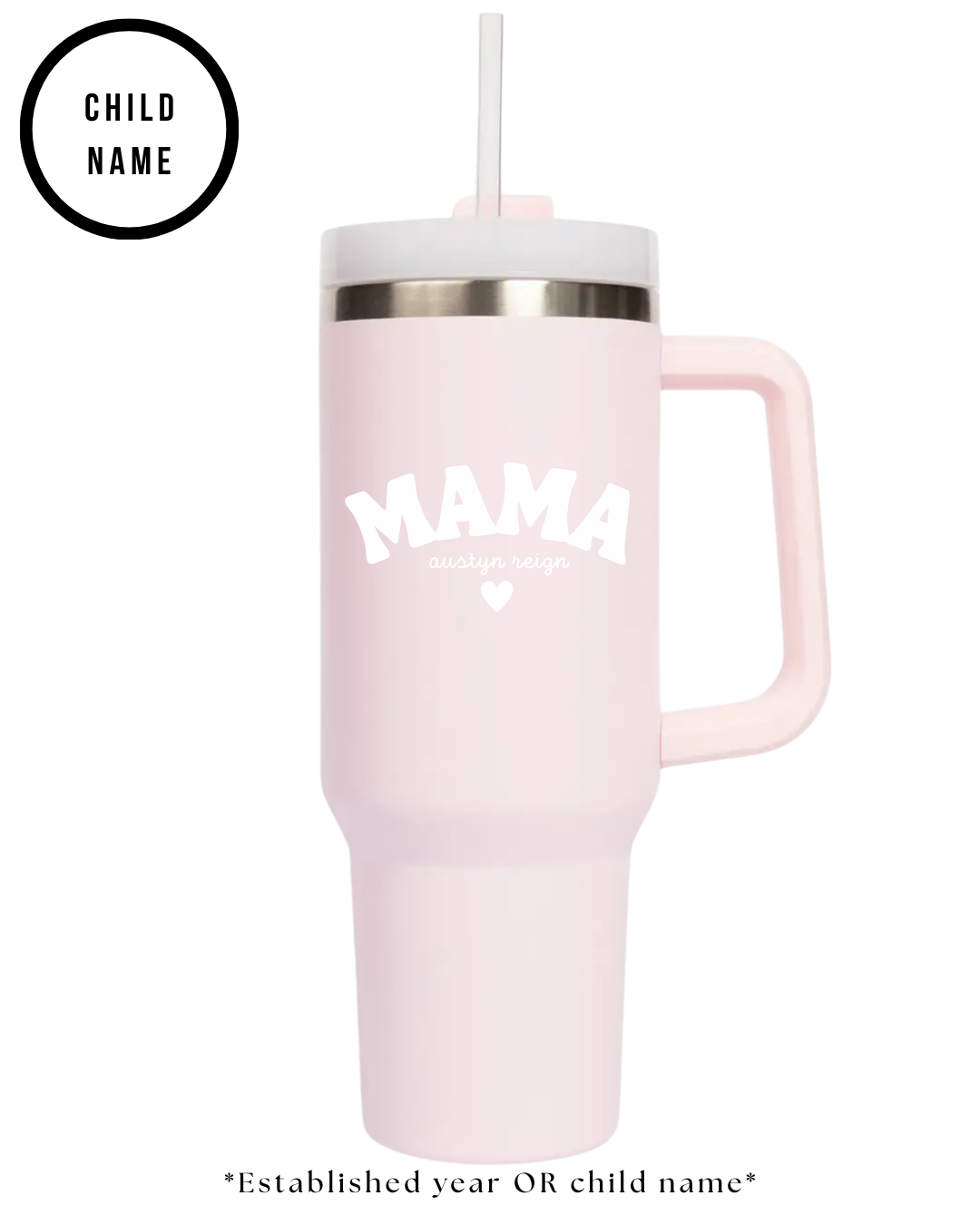 Personalized Mama 40oz Tumbler-Pink