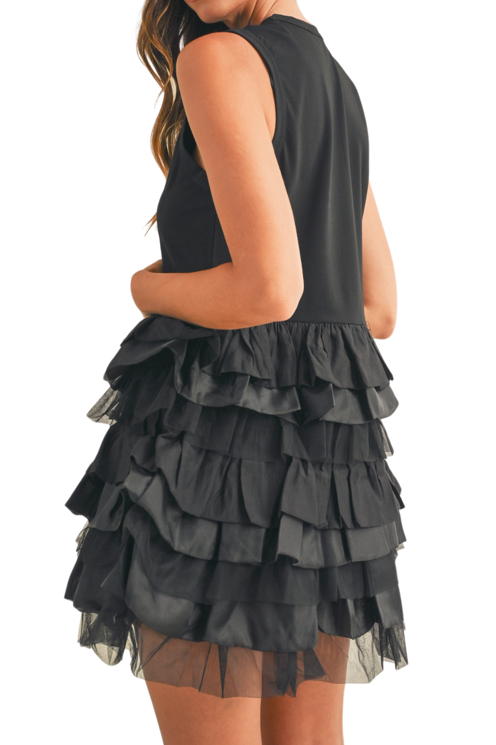 Black Ruffle Tiered Dress