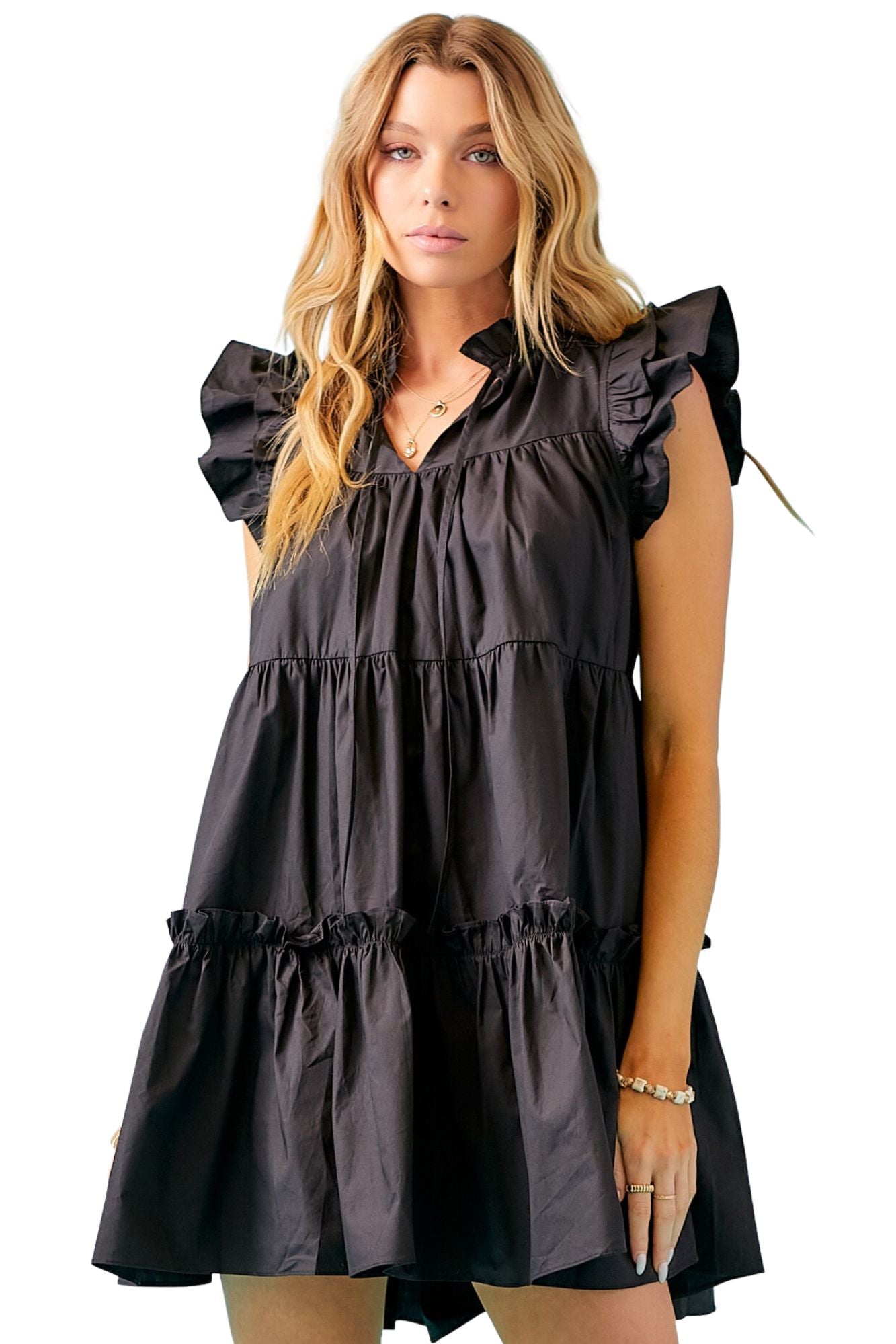 Ruffle Sleeve Babydoll Dress